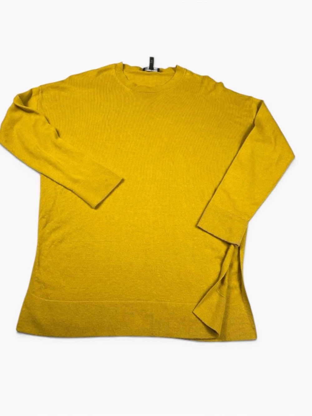 Eileen Fisher Sweater XXS Organic Cotton Mustard Yellow Boxy Minimalist FLAW